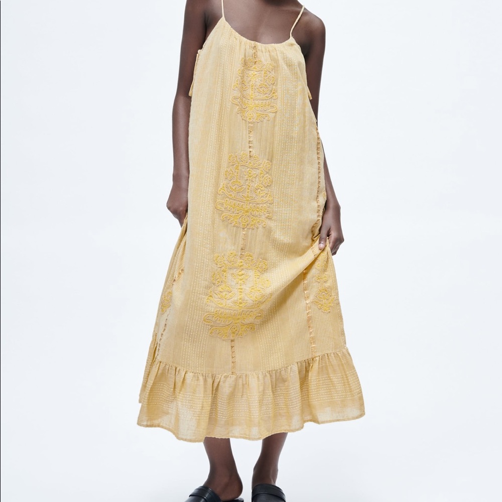 Zara Embroidered Long Dress